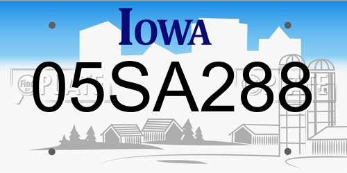 05SA288 Iowa License Plate