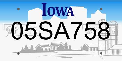 05SA758 Iowa License Plate