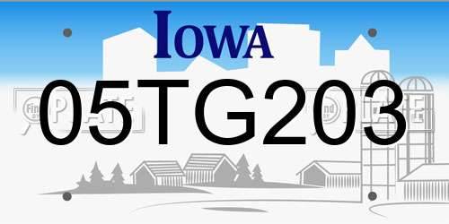 05TG203 Iowa License Plate