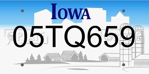 05TQ659 Iowa License Plate