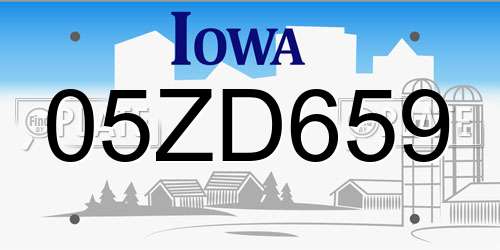 05ZD659 Iowa License Plate