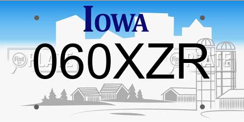 060XZR Iowa License Plate