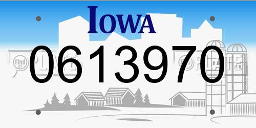 0613970 Iowa License Plate