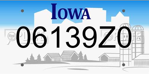 06139Z0 Iowa License Plate
