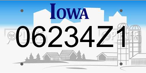 06234Z1 Iowa License Plate