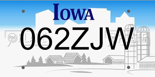 062ZJW Iowa License Plate