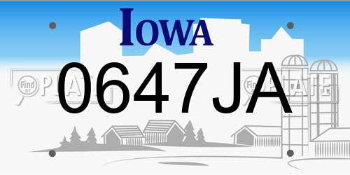 0647JA Iowa License Plate