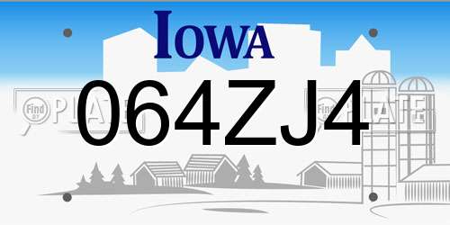064ZJ4 Iowa License Plate