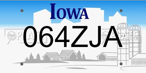 064ZJA Iowa License Plate