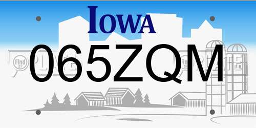 065ZQM Iowa License Plate