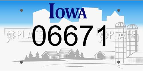06671 Iowa License Plate