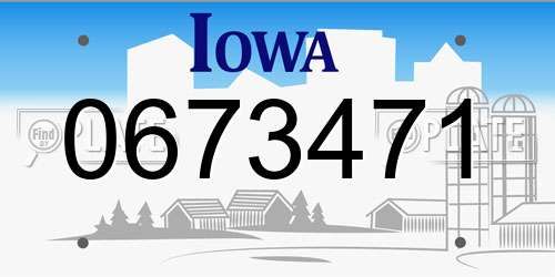 0673471 Iowa License Plate