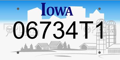 06734T1 Iowa License Plate