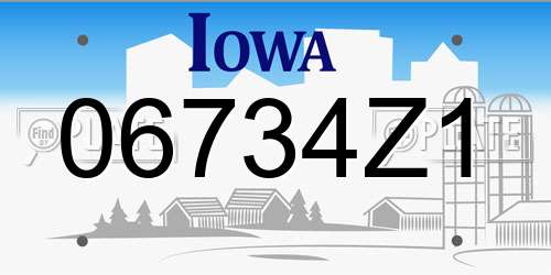 06734Z1 Iowa License Plate