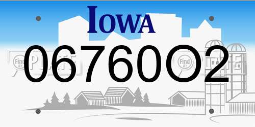06760O2 Iowa License Plate