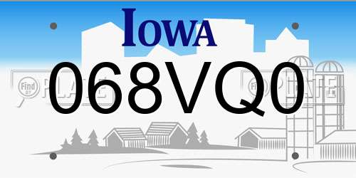 068VQ0 Iowa License Plate