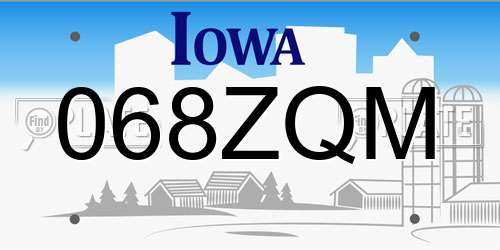 068ZQM Iowa License Plate