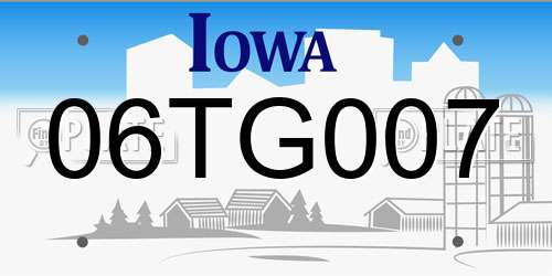 06TG007 Iowa License Plate