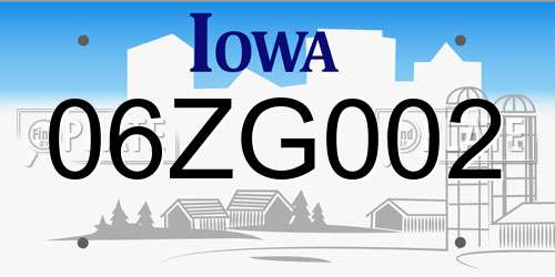 06ZG002 Iowa License Plate
