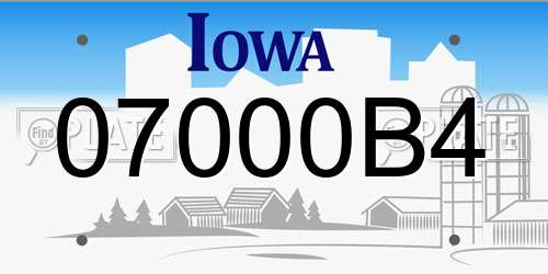 07000B4 Iowa License Plate