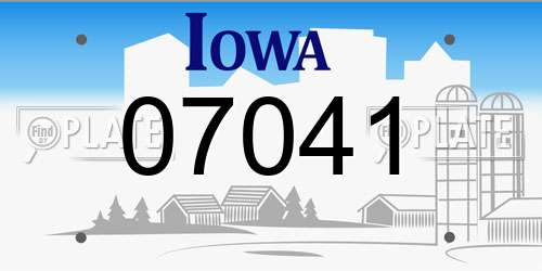 07041 Iowa License Plate