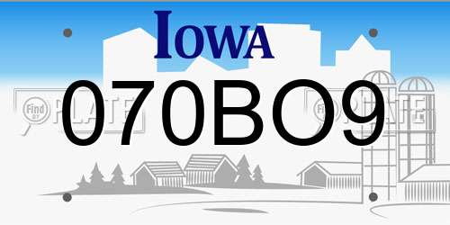 070BO9 Iowa License Plate