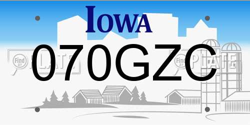 070GZC Iowa License Plate
