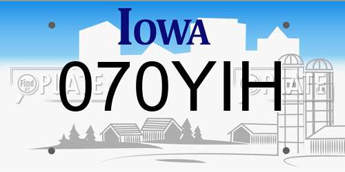070YIH Iowa License Plate