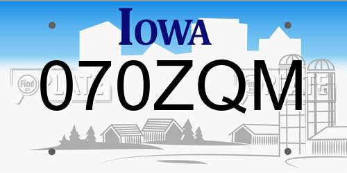 070ZQM Iowa License Plate