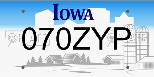 070ZYP Iowa License Plate