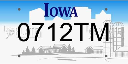 0712TM Iowa License Plate