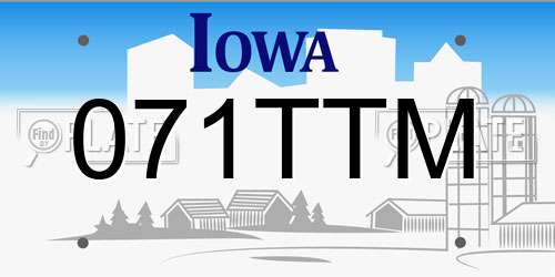 071TTM Iowa License Plate