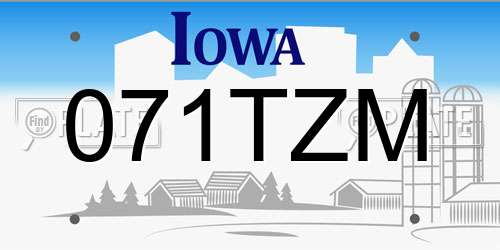 071TZM Iowa License Plate