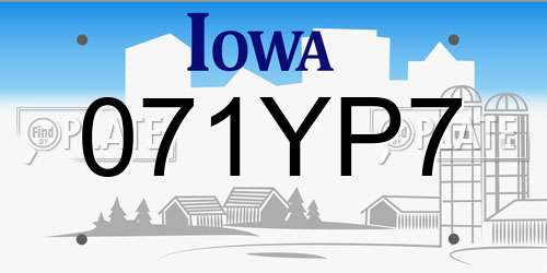 071YP7 Iowa License Plate