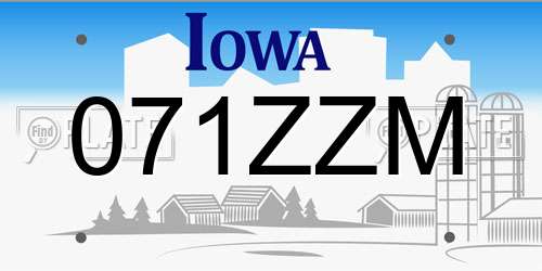 071ZZM Iowa License Plate