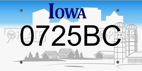 0725BC Iowa License Plate