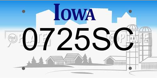 0725SC Iowa License Plate