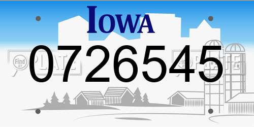 0726545 Iowa License Plate