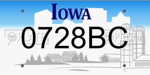0728BC Iowa License Plate