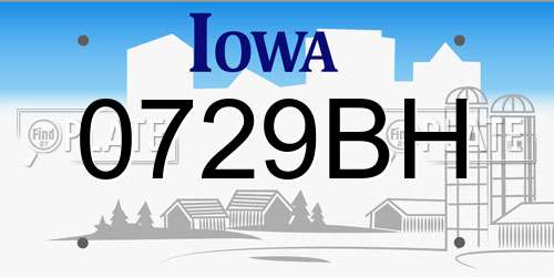 0729BH Iowa License Plate