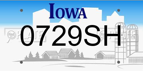 0729SH Iowa License Plate
