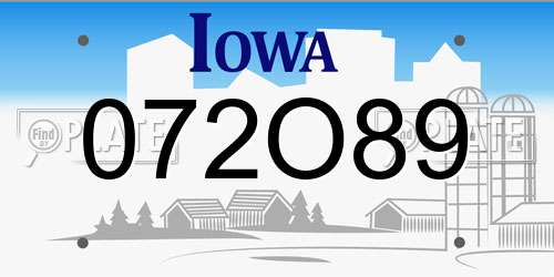072O89 Iowa License Plate