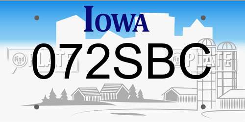 072SBC Iowa License Plate