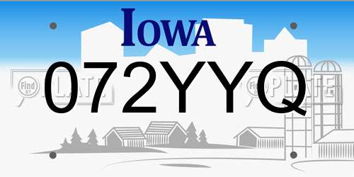 072YYQ Iowa License Plate