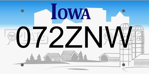 072ZNW Iowa License Plate