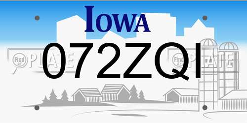 072ZQI Iowa License Plate