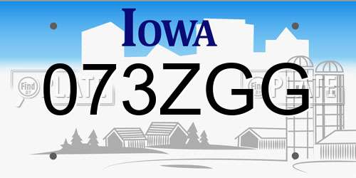 073ZGG Iowa License Plate