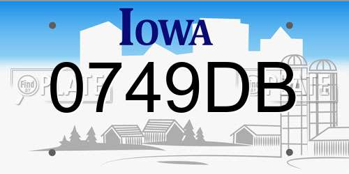 0749DB Iowa License Plate