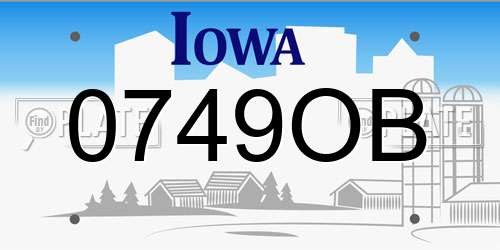 0749OB Iowa License Plate