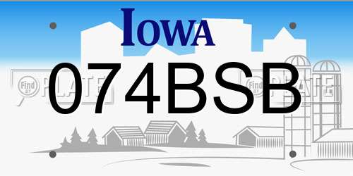 074BSB Iowa License Plate